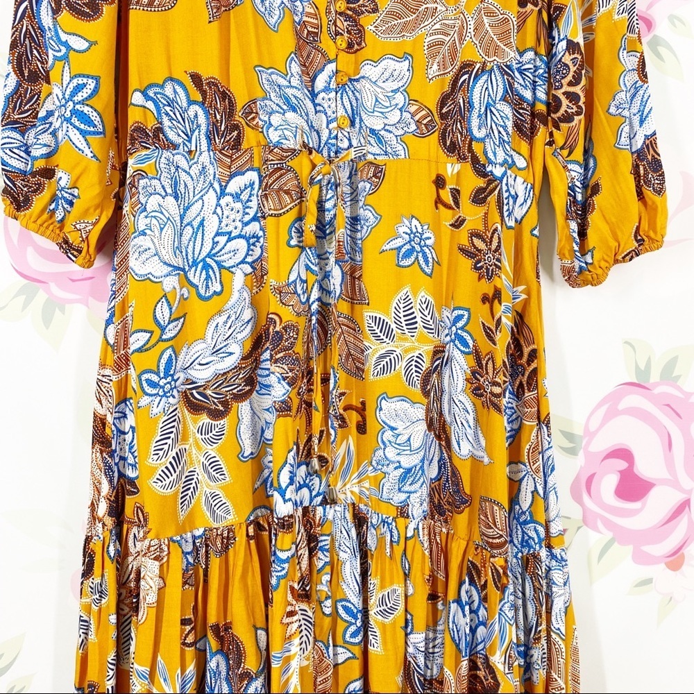 NEW Abel The Label Mango Magic Yellow Floral Boho Maxi Dress XS - Picture 3 of 14